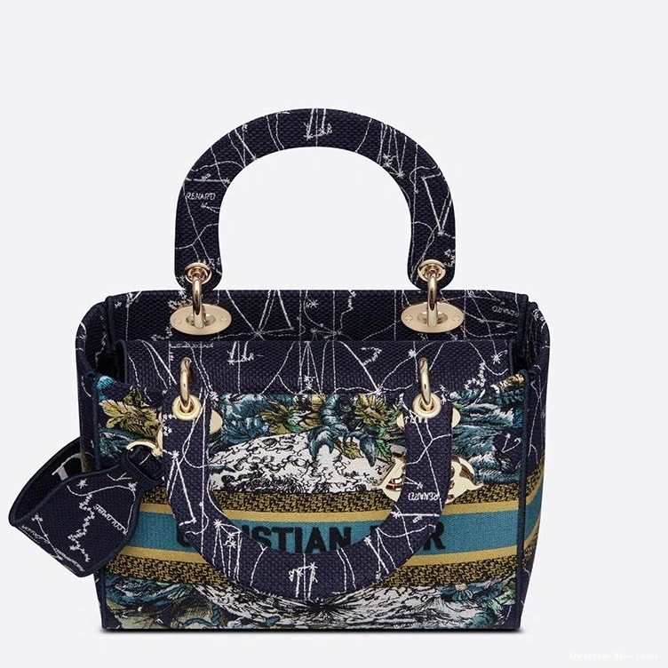 Cheap D-lite Medium Blue Canvas Motif Lady Bag Constellation 0807 Luxury